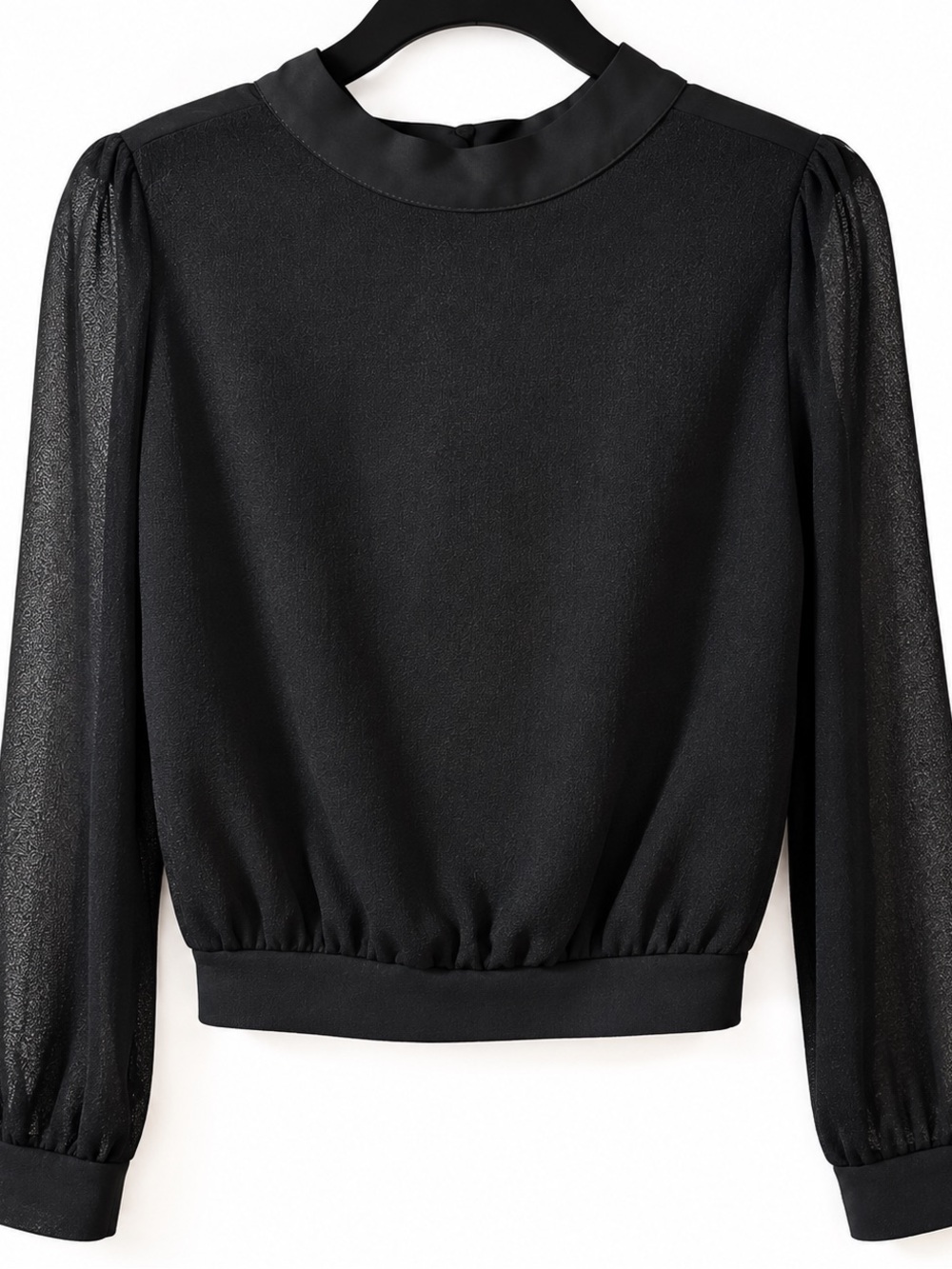 Zara Black Sheer-Sleeve Blouse
